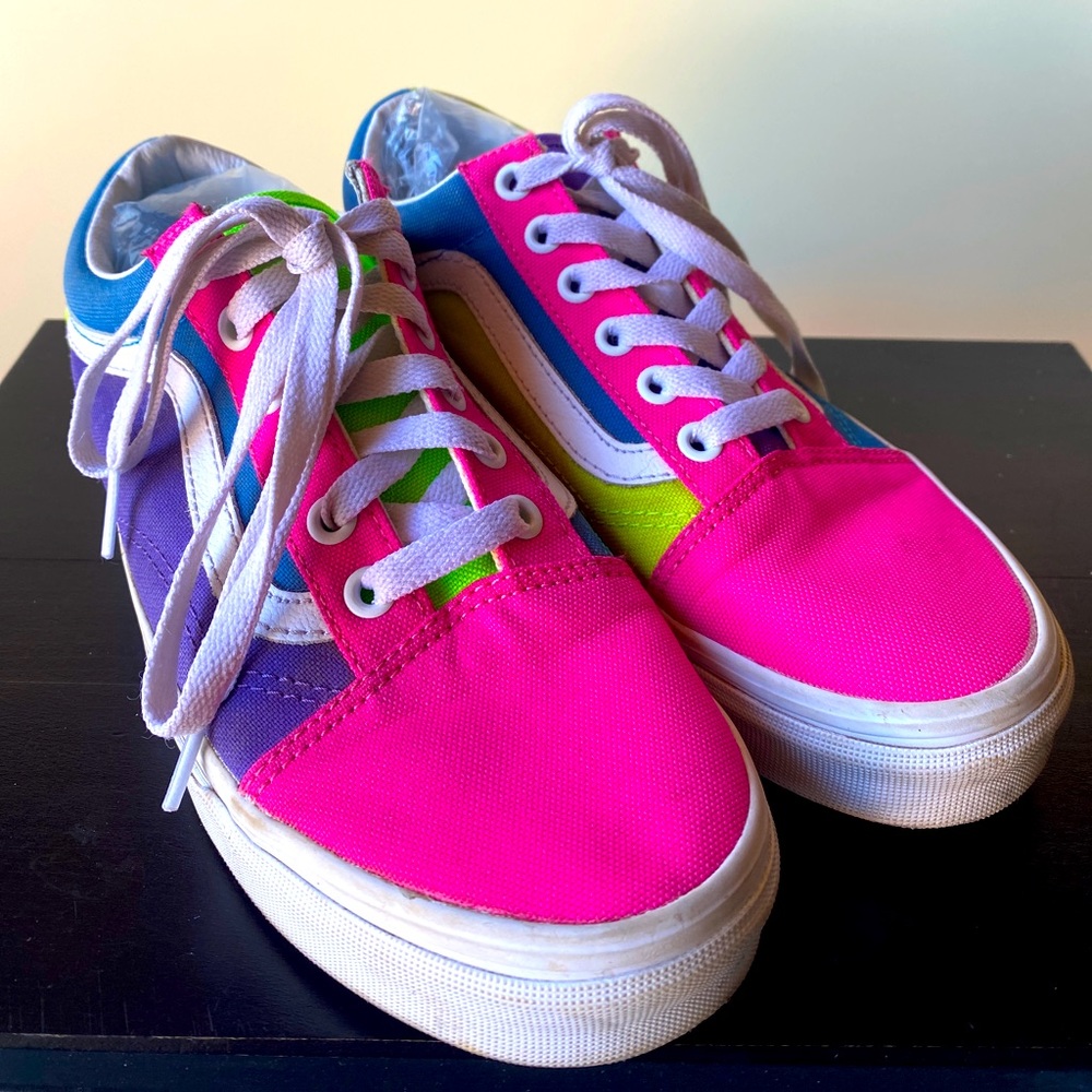 Vans Multi Color canvas lace ups  fun and playful, not gender specific